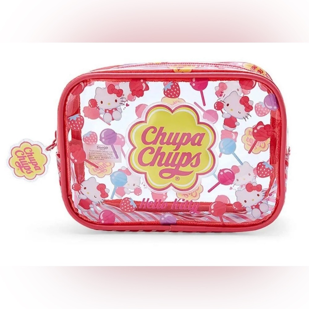 Chupa Chups Sanrio Clear Makeup Bag Pouch Hello Kitty Red